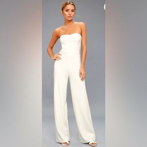 White Strapless Jumpsuit